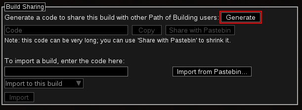Экспорт билда из Path of Building 1