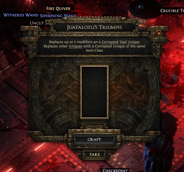 особый альтарь для добавления новых свойств уникам пое2