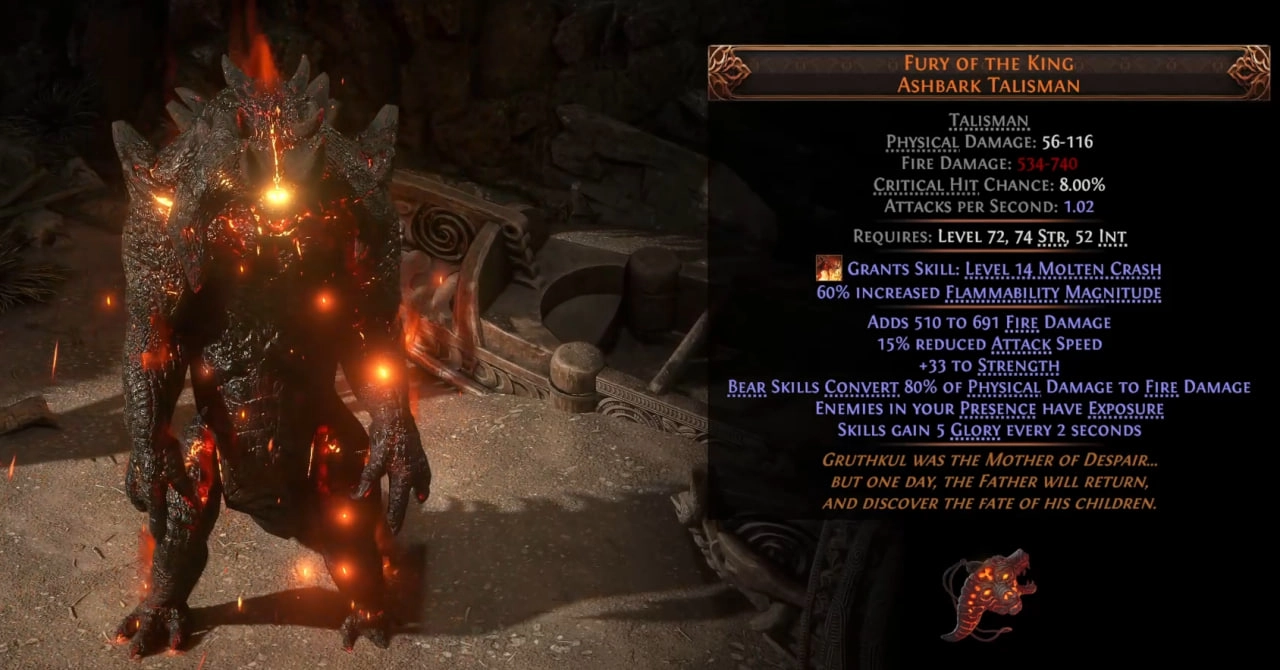 Один из уникальных талисманов в PoE2